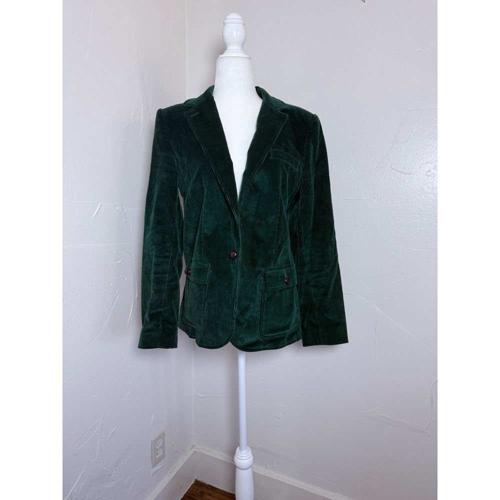 Vintage 70s The Villager Green Corduroy Blazer Elbow Patches USA Size 12